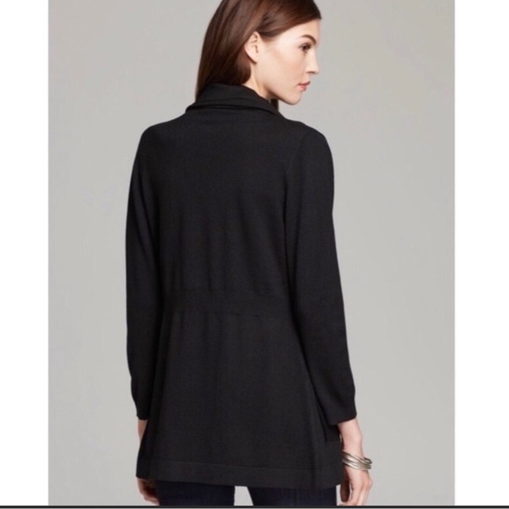 Theory Black Wool Open Drape Cardigan Sweater - Picture 2 of 8